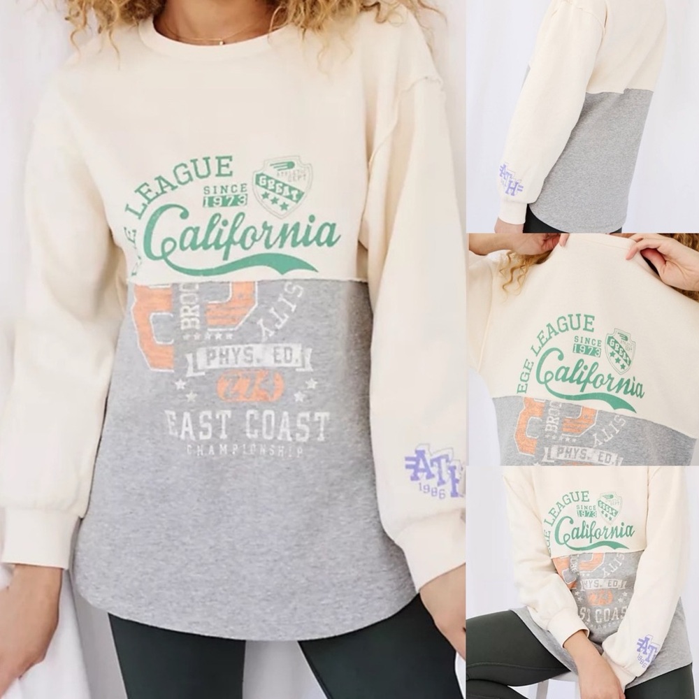 Anthropologie maizie maeve varsity oversized sweatshirt east west coast
